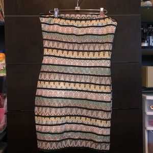 FOREVER 21 MULTICOLOR/PATTERN TUBE TIGHT DRESS
